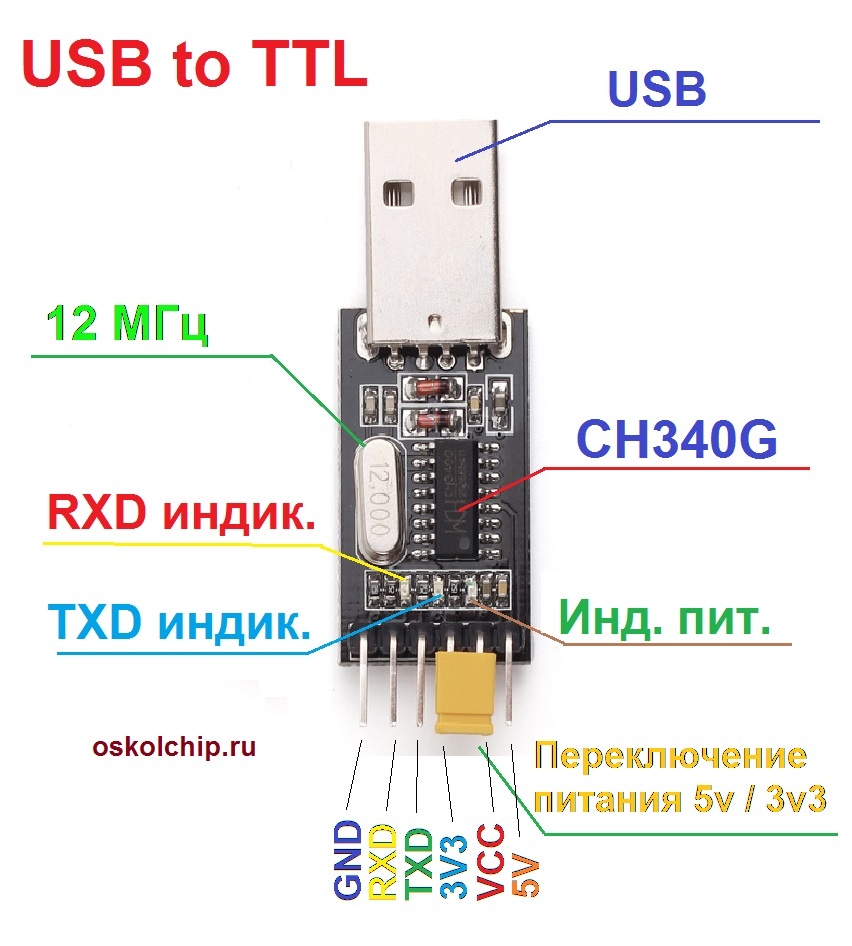 CH340G Конвертер USB в TTL (RS232) CH340 адаптер USB/UAR