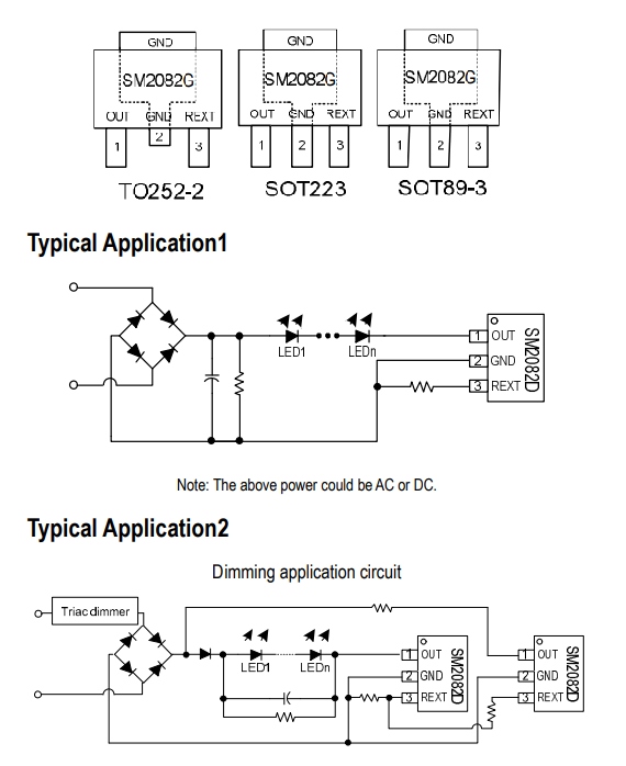 Стандартная схема включения LED драйвера SM2082G 