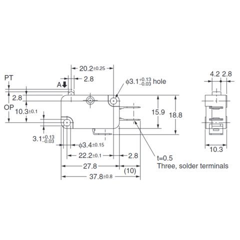 V-15-1C25 концевой выключатель, микропереключатель 15A 250VAC