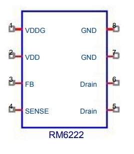 RM6222D ШИМ контроллер со встроенным ключем 