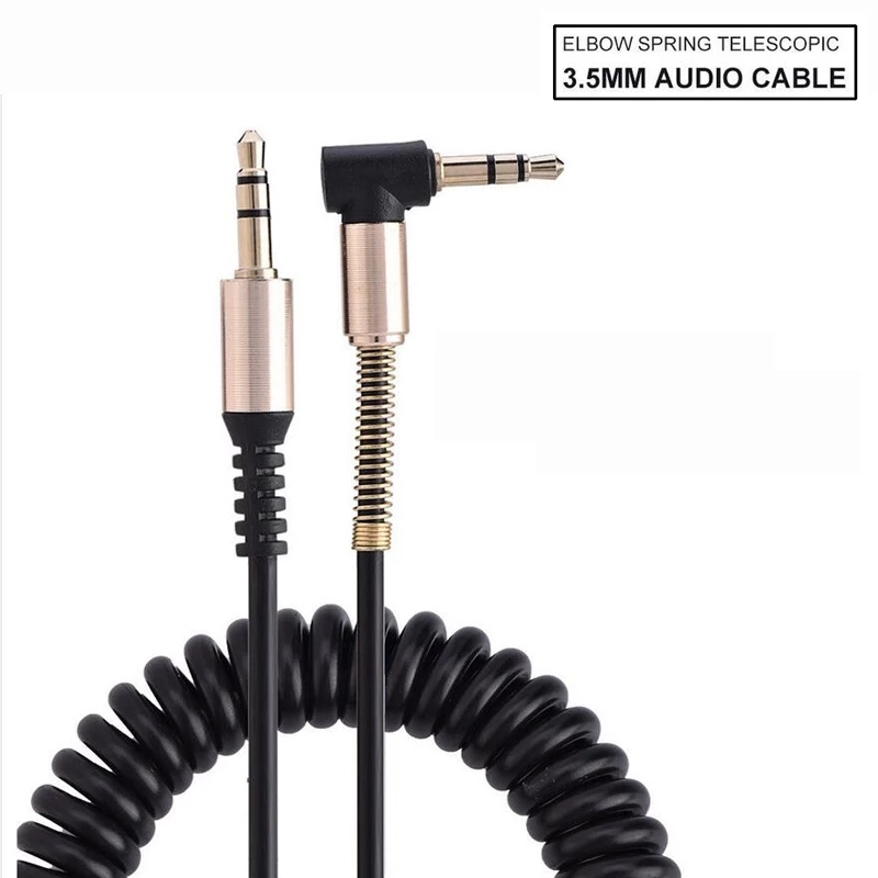 Купить 3.5мм AUX кабель растягивающийся аудио шнур пружина переходник 3 pin