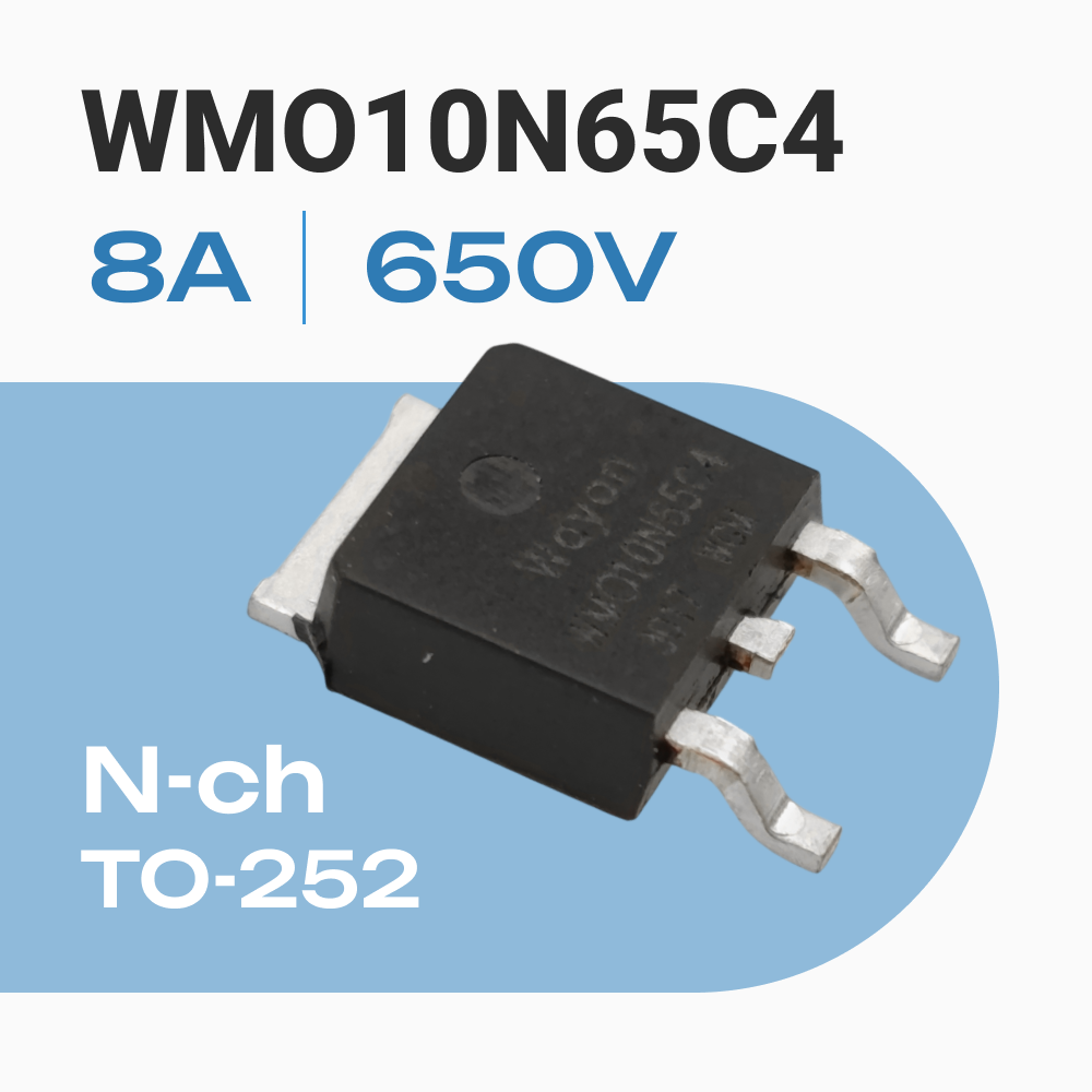 WMO10N65C4 Транзистор полевой MOSFET N-канальный напряжение сток-исток 650В, ток стока 8А TO-252
