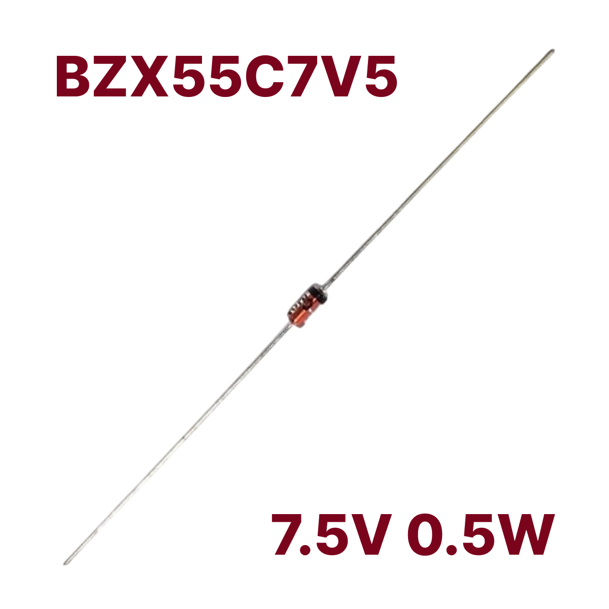 BZX55C7V5 7.5В Стабилитрон 7.5V 0.5W DO-35 ZENER DIODE 0.5Вт