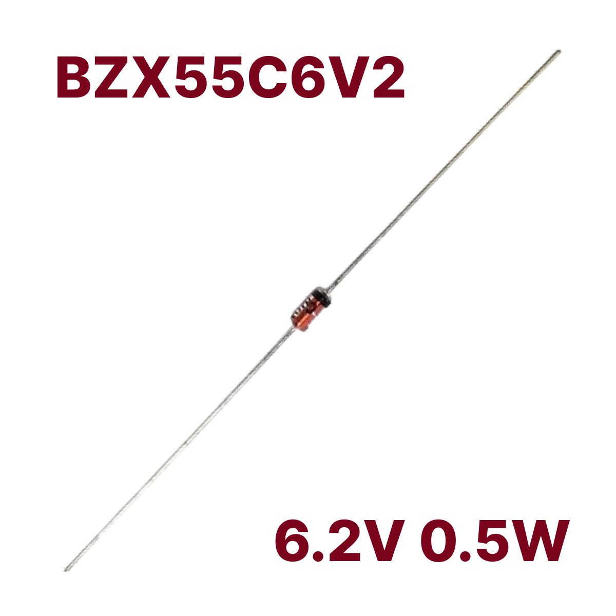 BZX55C6V2 6.2В Стабилитрон 6.2V 0.5W DO-35 ZENER DIODE 0.5Вт