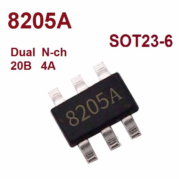MOSFET транзистор 8205A SOT23-6